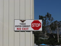  - 9 Eagles Aviation Community hangars. Entry warning of cul-de-sac - by Doug Robertson