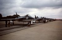  @ EGVI - Line up of Royal Navy Hawker Hunters at IAT 76 held at RAF Greenham Common in July 1976. Celebrating  25 years since the first flight of the Hunter on 20 July 1951 - by Roger Winser