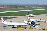  - Picture shows east side of Zagreb airport platform. Left from DLH Boeing 737 is taxiway C and DLH taxi on taxiway F to the holding point runway 23. - by Ivan Krpan