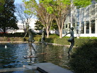  - Reflecting Pool and Garden on flight line side of terminal in front of Windows Restaurant. - by John S. Anderson