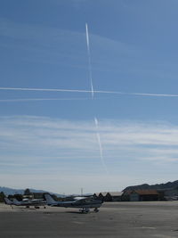  - Jet contrails past SZP Rwy 04-22; near-vertical is in unusual heading - by Doug Robertson