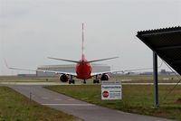  - After taxiing along W1 aircrafts have to turn left at this point to continue taxi to apron 1 and gates... - by Holger Zengler
