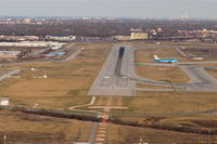  - Chicago, Illinois -O'Hare International Airport,  RWY 9L as seen on short final for RWY 14R KORD. KLM 744 is in position on the parallel 14L waiting to depart. - by Mark Kalfas