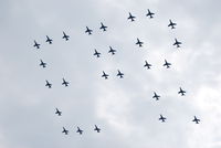  -  Royal Air Force Bae Hawks in a royal cipher formation (ER - Elizabeth Regina) flying down the The Long Walk, Windsor Great Park as part of the flypast celebrating the Queen's Diamond Jubilee. - by moxy
