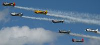  - A flyover of 7 T-6's and SNJ's at the 2012 Ray Fagen Memorial Airshow. - by Kreg Anderson