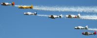  - A flyover of 7 T-6's and SNJ's at the 2012 Ray Fagen Memorial Airshow. - by Kreg Anderson