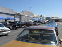  - First Sunday Aviation Museum of Santa Paula Open House & Fly-In invites car clubs-another hydraulically jacked up custom car showing suspension, hydraulics and custom wheels.  - by Doug Robertson