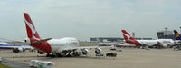  - Two Qantas 747 Longreach aircraft on the ramp at DFW Airport - by Zane Adams
