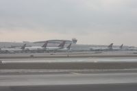  - Delta planes lined up at the McNamara Terminal - a couple 747-400s and 777-200s - by Florida Metal