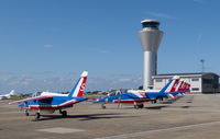  - Alpha Jets of the Patrouille de France lined up on Jersey Air Show day, 2012 - by alanh