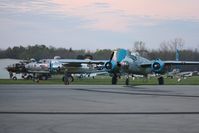  @ Grimes Field Airport - B-25's starting up at dawn for the flight to Dayton. - by Bob Simmermon