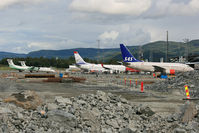  - A lot of construction at Trondheim Vaernes as they are extending the ramp.  - by Phil Greiml