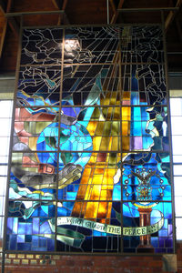  @ Big Spring Mc Mahon-wrinkle Airport - Old Web Air Force Base chapel stained glass window on display at the Hangar 25 Museum. - by Zane Adams