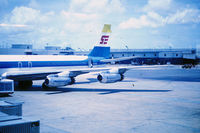 - Former Pan Am N758PA Jet Clipper Resolute still with the P & W JT-4A straight turbojets, rare in 1979. Fuselage still exsts in Wetteren, Belgium as a closed restaurant. Shown parked on the old F concourse. Southeast operated FAR Part 129 until around 1981 - by GatewayN727