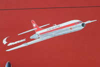  - Caravelle painted on the wall of a cafe at Geneva airport - by Chris Hall
