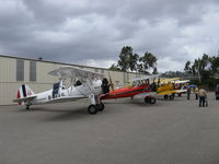  - Aviation Museum of Santa Paula First Sunday Open House and Fly-In aircraft display on museum ramp-four Boeing Stearmans N1702B 'Ruthies Doll', N65124, N69765 and N66711. See/read my Stearman article on this site featuring 'Ruthies Doll'. - by Doug Robertson