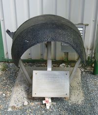  - Fragment of the casing from a Highball bouncing bomb on display at Haverfordwest Airport. - by Roger Winser
