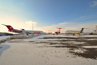  - OLT Express Germany Fokker 100 Fleet stored at EDDR/SCN after bankruptcy. - by Wilfried_Broemmelmeyer