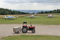  - Piper tugs and the fire and rescue trolley! During The Northern Regional Gliding Competition, Sutton Bank, North Yorks, August 2 2013 - by Malcolm Clarke