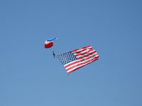  - Parachute jumper opening Wings Over Camarillo Airshow 2013 with OLD GLORY - by Doug Robertson