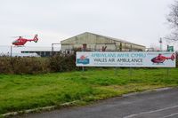  - Wales Air Ambulance helicopter (Helimed 57) leaving base responding to an emergency. - by Roger Winser