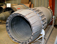  @ Stinson Municipal Airport - Burner cans for Pratt and Whitney J57 engine at the Texas Air Museum - by Ronald Barker