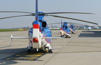  - Dancopter, Eurocopter EC 155's lined up outside Saxonair. - by Graham Reeve