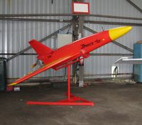  - Out of service Meggitt BTT-3 Banshee 400 target drone s/n 3150 stored at Swansea Airport under the care of 636 VGS. Moved to the Boscombe Down Aviation Collection at Old Sarum Airfield by April 2015.  - by Roger Winser