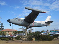  - Unknown 'pusher' twin engined aircraft mounted outside Terminal Building at PLZ - by Neil Henry