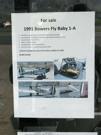  - AIRCRAFT FOR SALE-1991 Bowers FLY BABY 1-A posted in airport office window-view large and see more N4235A photos this site - by Doug Robertson
