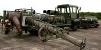  - On frame truck, an ATAR 9C turbojet. Breath engine is circulated by 6 nozzles that can plow a path 40 meters wide at the speed of 20 km/h. A tanker trailer fuel (10 m3) is coupled to the machine that has a battery life of about 4 hours, Avord air base - by Yves-Q