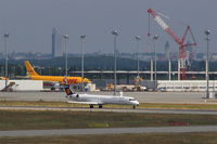  - View from old tower to outbound traffic on rwy 26L, in background apron 4, new DHL hall in being and city of Leipzig in pretty afternoon light. - by Holger Zengler