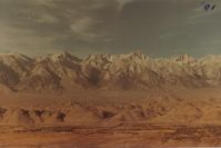  - Lone Pine airport (bottom of pic) with the Alabama Hills (movie locations) and Mt Whitney at 14,491 feet in the distance. - by S B J