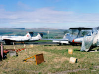  - Scanned from print. A total of 12 Ex Russian AF Aero L-29 Delfins were imported and crated to Cumbernauld in the early '90's where they were reassembled. Here is a general view from July '92. - by Clive Pattle
