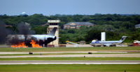  - A380 fire trainer and DC-9 at DFW - by Ronald Barker