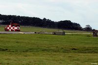  - Close up of the  Flight Ops caravan and arrestor gear at the threshold area of runway 05 at RAF Lossiemouth EGQS - by Clive Pattle