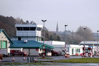  - A view of the airport buildings at a cold, wet, Dundee airport in January 2013 - by Clive Pattle