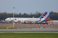  - Boeings parked on the remote stands at Manchester - by Chris Hall