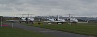  - Christmas parking lot!! N755RA / N300K /
 VP-CJC / VP-CTE / VP-CET - by magnaman