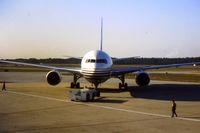  - Britannia Airways Boeing 767 - as seen from terminal building at SFB.
Scanned from original slide. - by Neil Henry
