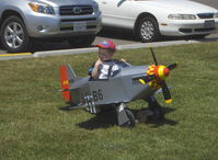  - P-51 MUSTANG Pedal Plane-3-4 year old power, tough taxi on deep grass runway, plans-built by Dad - by Doug Robertson