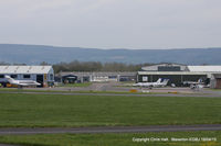  - view across the main apron and hangars at Staverton - by Chris Hall