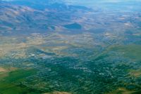  @ Carson Airport - Carson City is seen near mts.Dirt crosswind runway(seen best) was welcome on one arrival with gusty 35kt winds with 5-10 seconds of dead calm mixed in .Nasty stuff but the dirt runway was perfectly aligned for my Tcraft.View is north. - by S B J