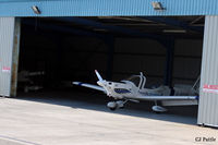  - Grob G115 Heron G-BVHF at rest in its hangar at Dundee Riverside airport (EGPN), the home of Tayside Aviation. - by Clive Pattle