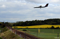  - A Brussels Airlines BAe 146/Avro RJ OO-DWE on finals to land at Edinburgh EGPH over the adjacent railway line. - by Clive Pattle