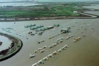  @ Q59 - Fremont airport in Calif. which was closed in 1986, for 2-3 days a year, went from land based planes to seaplanes.This is one such time. My logbook shows two floods in 1983 (one in Feb and March)which is the only time that happened. - by S B J