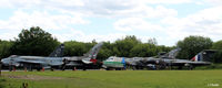  - Aircraft awaiting restoration/repair/respray at the Yorkshire Air Museum are currently stored at the rear of the main hangar. Included are a Lightning, 2 x Tornado (GR1 and GR4), the nose from an HP Herald, a Javelin and a Buccanear. - by Clive Pattle