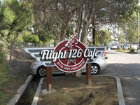  - Airport Restaurant sign at SZP airport entrance, replacing Logsdon's airport restaurant that closed. Flight 126 Cafe open for Breakfast and Lunch. - by Doug Robertson