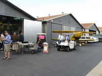  - The Pat Quinn Bucker Museum hangar with his Jungmann flanking the hangar. Pat will receive the FAA Master Pilot Award today for 50 years accident free-no violations flying. Pat a retired LAFD helicopter pilot. - by Doug Robertson