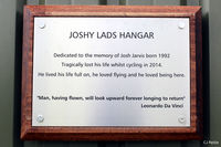  - Commemorative plaque of the new hangar at Eshott X5ES dedicated to Joshy Lads. - by Clive Pattle